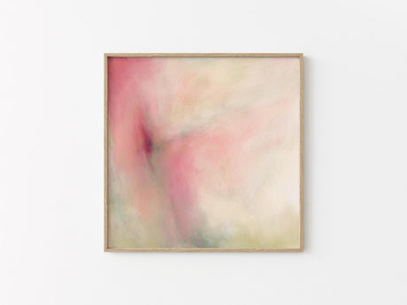 Blush - Abstract print in peach and green, reminiscent of spring blossom; Warm, gentle abstract print in spring-inspired shades