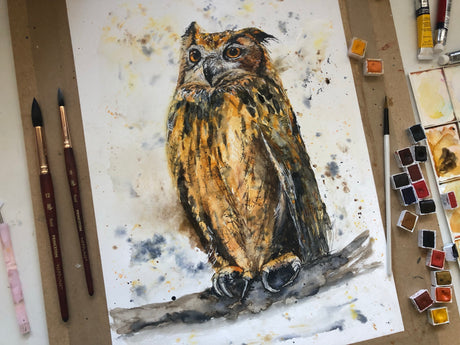 Watercolor owl emerges in mesmerizing time-lapse—vibrant hues, intricate details, pure magic in minutes.