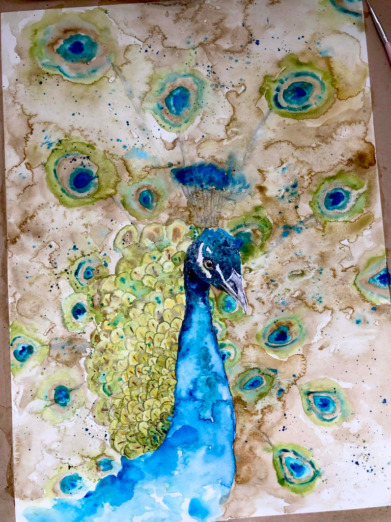 Peacock Painting Watercolor Step by Step, Peacock Time Lapse, Loose Style Watercolor Painting Bird