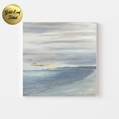 "Old Harry Glow" – an oil painting of Dorset’s coastline with glowing golden details.