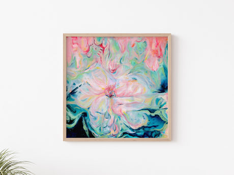 Feminine abstract botanical print for soft, natural decor.