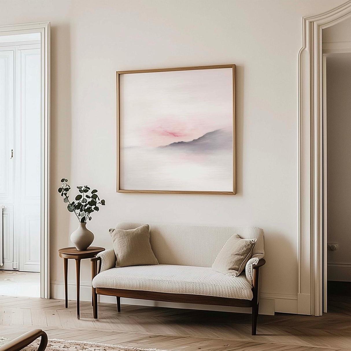 Modern landscape print with a calming horizon.