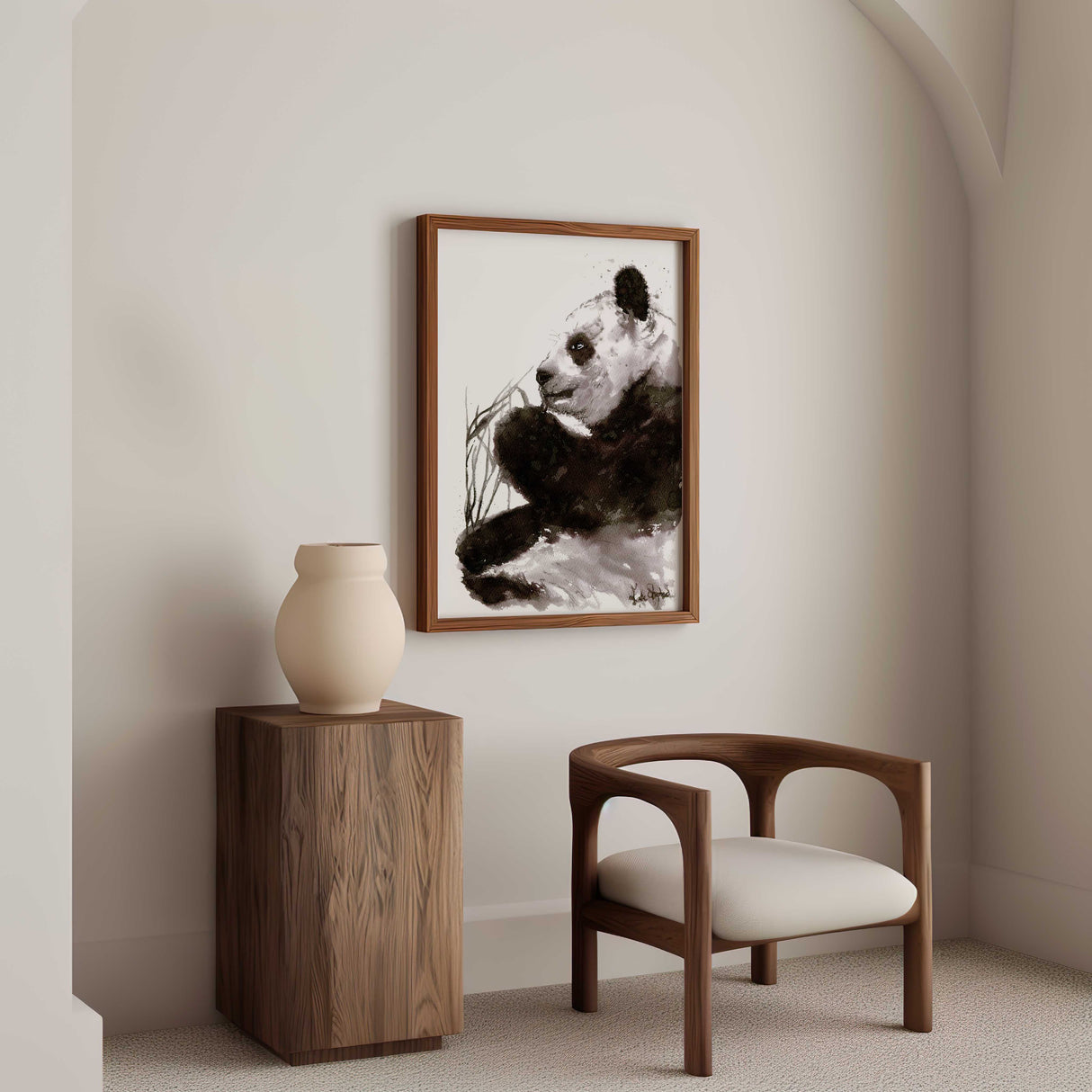 Ink drawing of a panda for modern home decor