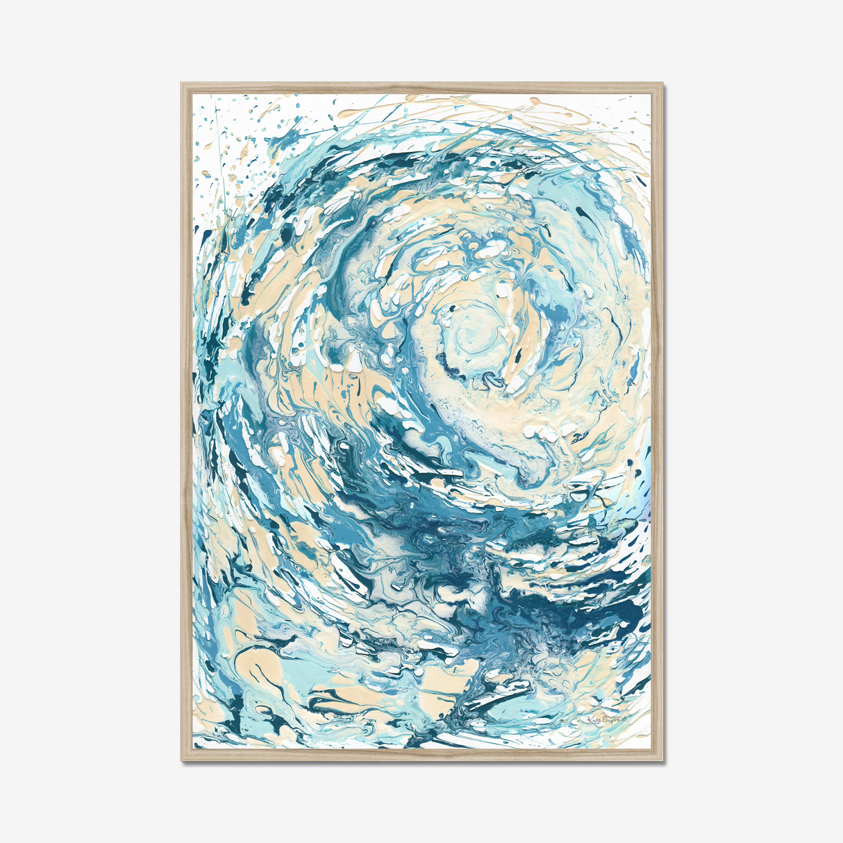 'Wave I' Blue Wave Wall Art Ocean Artwork for Coastal Decor Bedroom Ideas, Abstract Crashing Wave Art Sea Print Ocean & Beach Lover Gift Idea