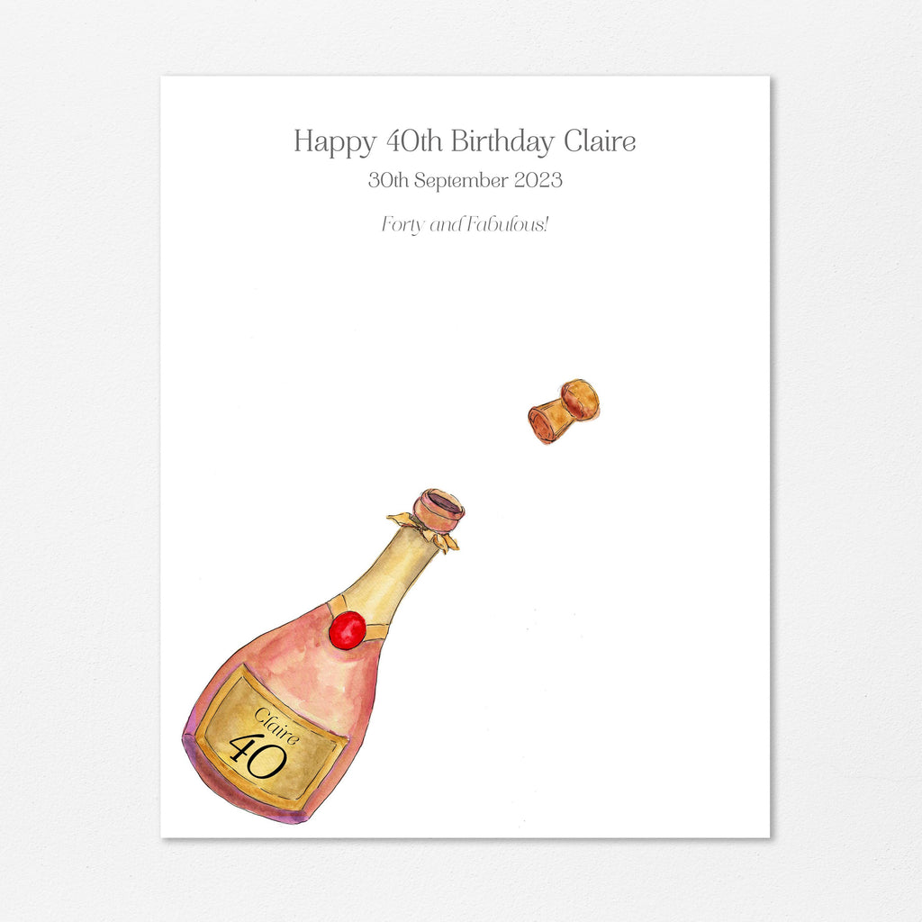 Personalised 40th birthday party print with fingerprint bubbles, Custom keepsake for 40th birthday celebration with fingerprint bubbles