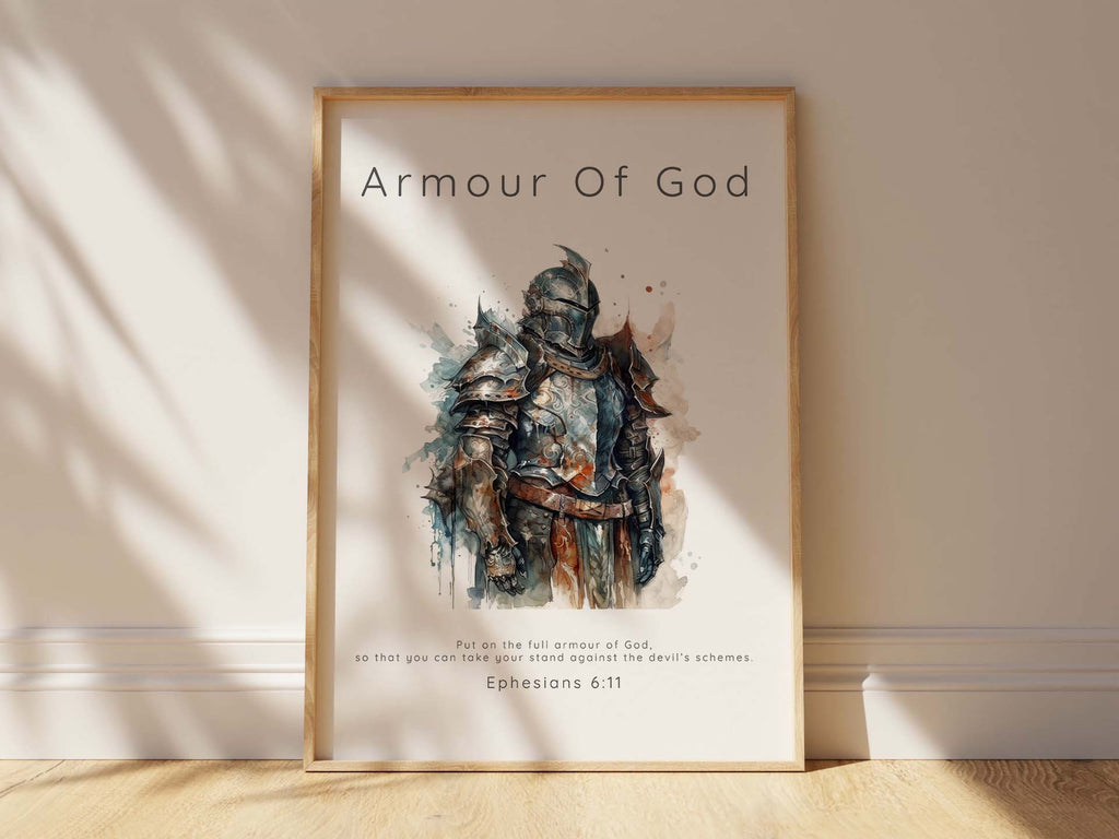 Armour of God visual reminder, Christian gift for spiritual strength for boys, Biblical verse art for teen boys, Armor of God scripture poster