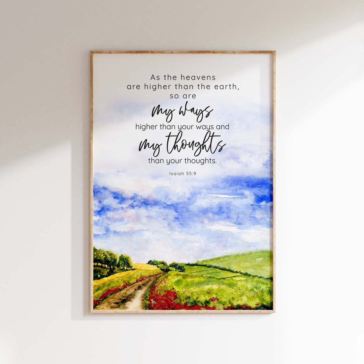 As the Heavens are Higher Bible Verse Print, Landscape Christian Art, English countryside landscape print Bible verse