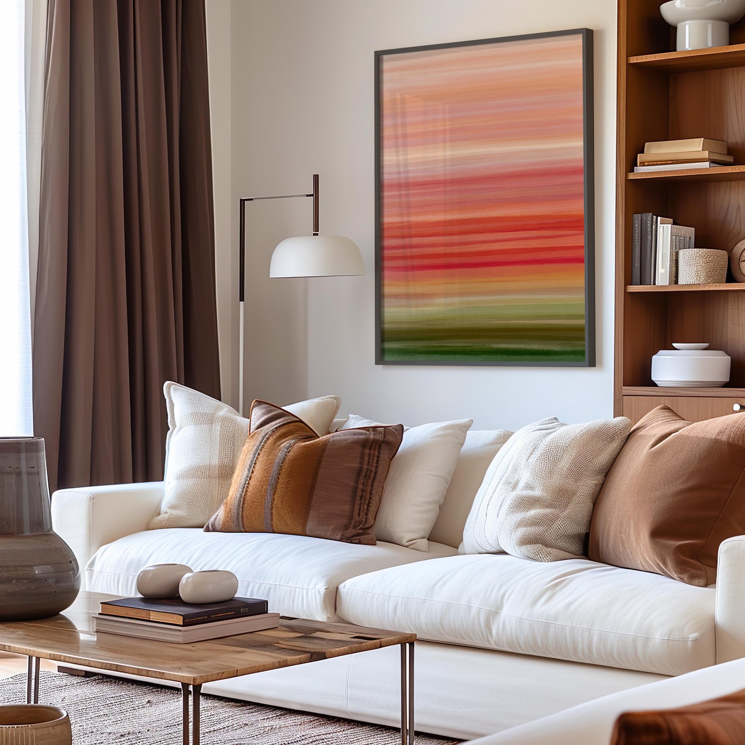 Digitally created striped artwork inspired by the colours of autumn.