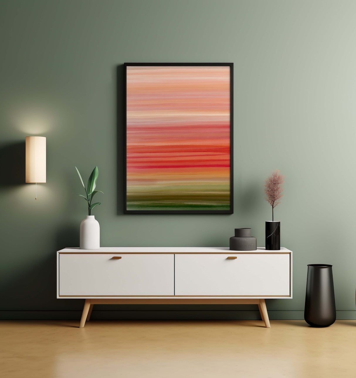 A vibrant, warm-toned abstract painting capturing the essence of autumn.