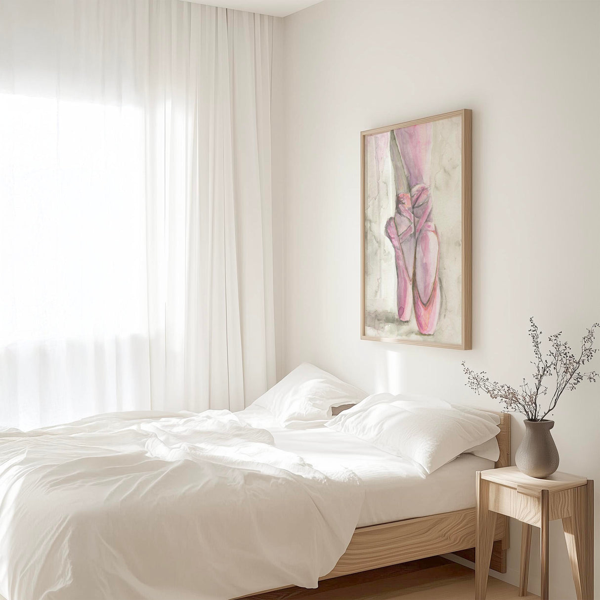 Pretty ballet shoes art print perfect for a little dancer’s bedroom or nursery wall.