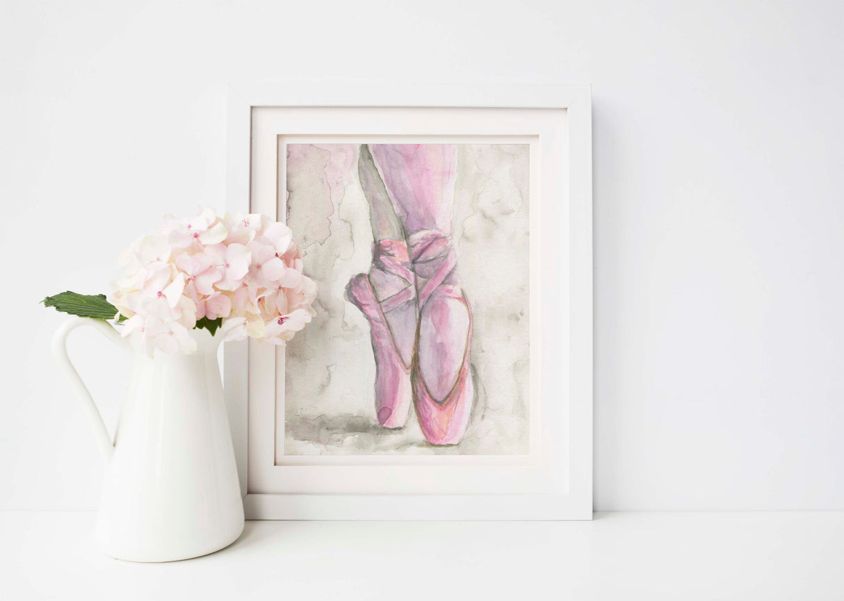 Pointe Shoe Art, Ballet Watercolor Art, Pointe Shoes Print, Ballet Watercolor Painting, Ballet Slippers Art