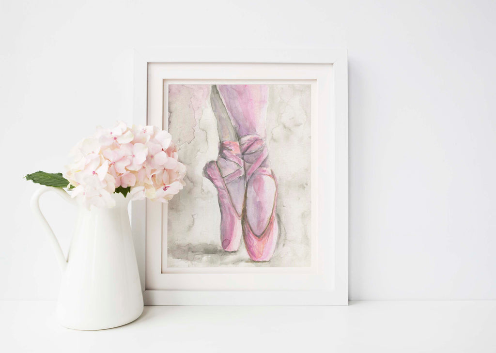  Pointe Shoe Art, Ballet Watercolor Art, Pointe Shoes Print, Ballet Watercolor Painting, Ballet Slippers Art