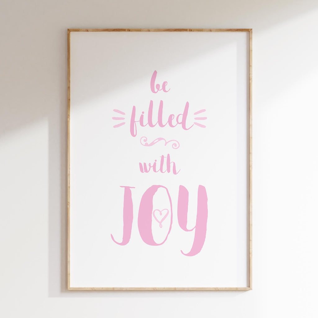 Christian baby girl wall print with elegant typography and Romans 15:13 verse of joy and peace.