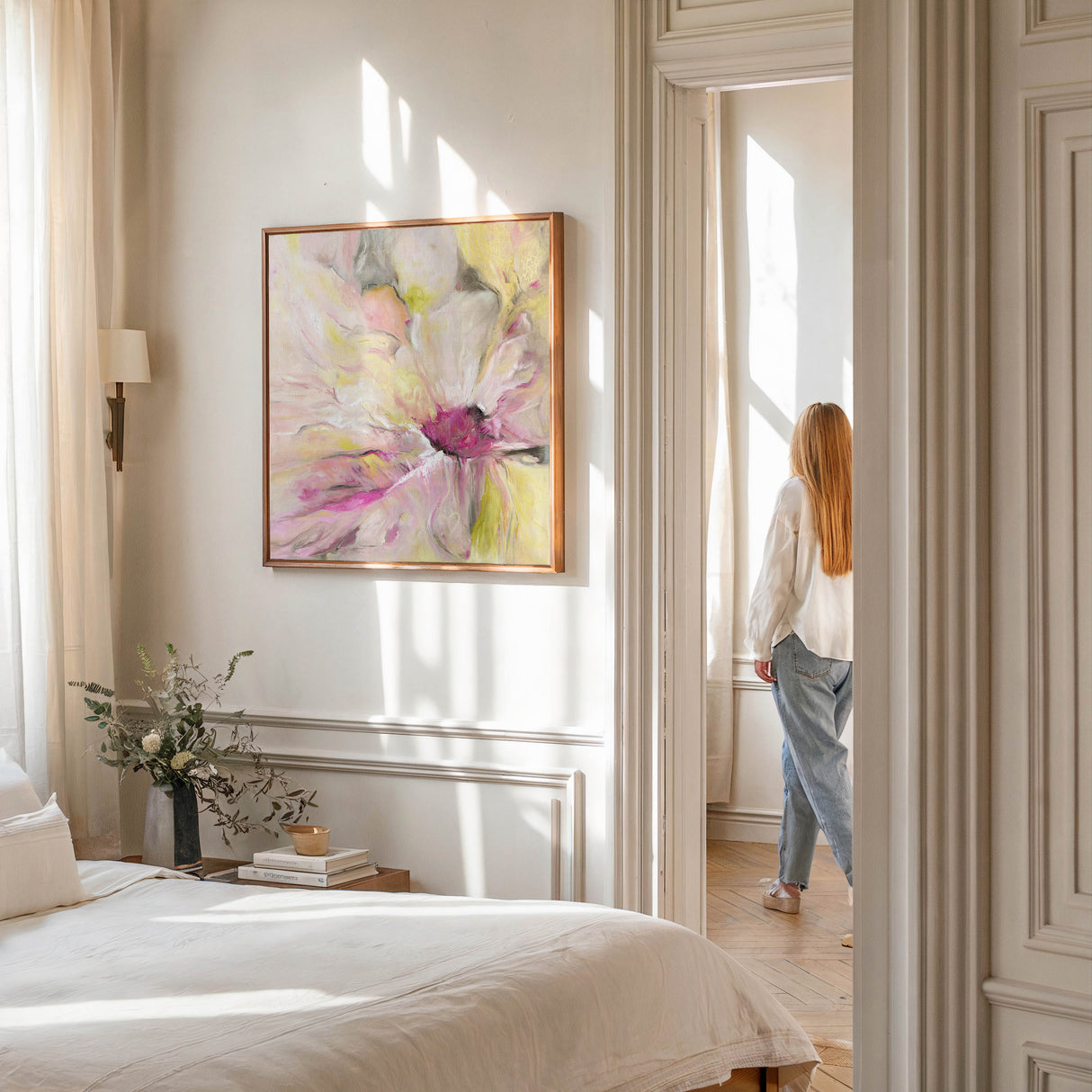 ‘Becoming’ – Feminine abstract wall art inspired by nature and transformation.