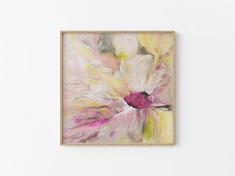 ‘Becoming’ – Calming floral-inspired print with gentle layers of colour.