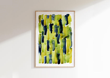 Abstract painting inspired by spring foliage and forest canopy light.