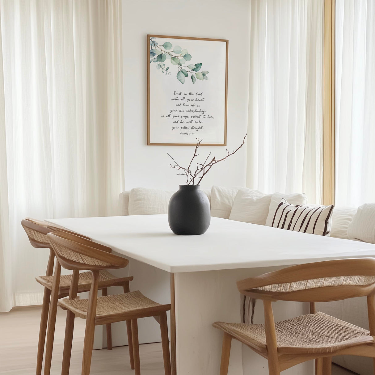 Inspirational Trust in the Lord wall art with scripture and botanical design for any room