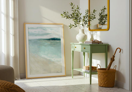 'Bramble Bush Bay Shores' – Serene coastal painting print for home.