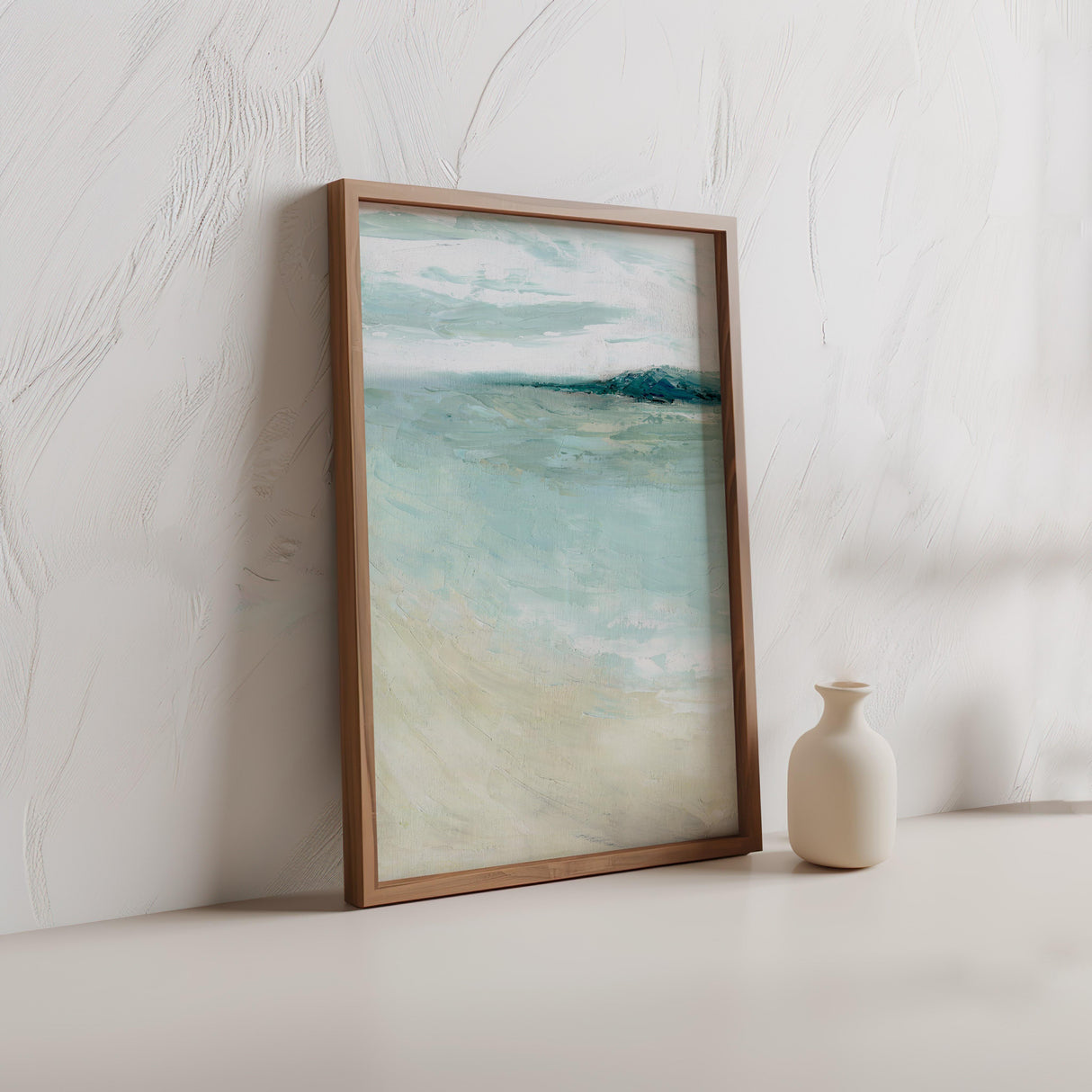 'Bramble Bush Bay Shores' – Modern coastal art print in soft blues.