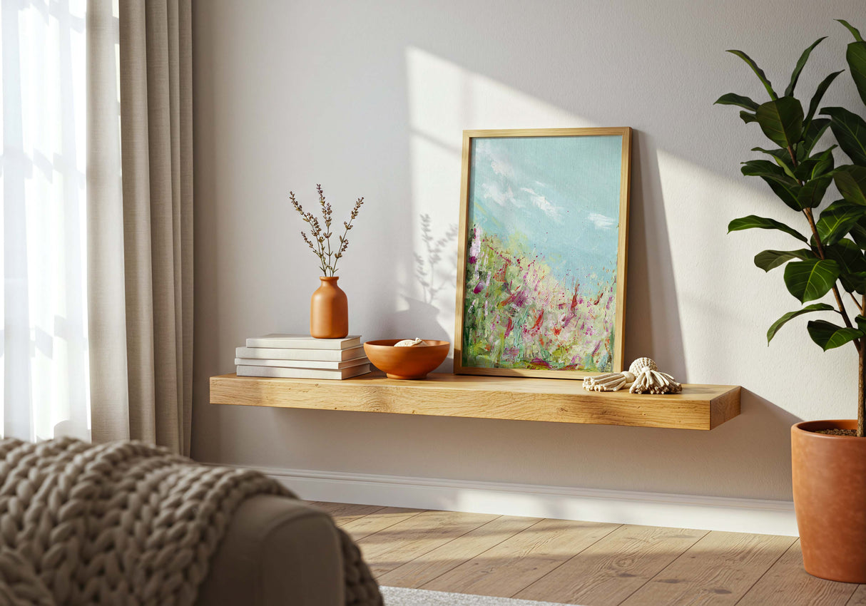 ‘Colours of the Field’ – Vibrant floral meadow wall art full of movement and bright joyful tones.