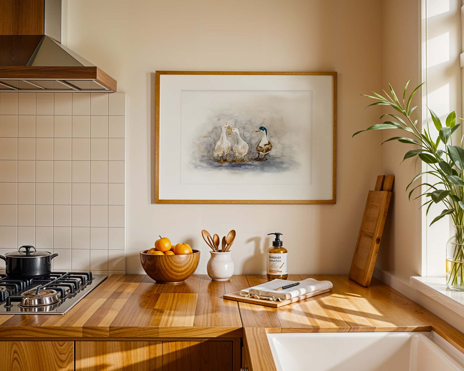 Feathered Friends-inspired duck watercolour wall art on paper