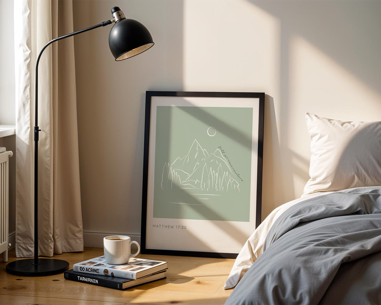 Uplifting minimalist faith wall art featuring Bible verse about trust and God’s strength.