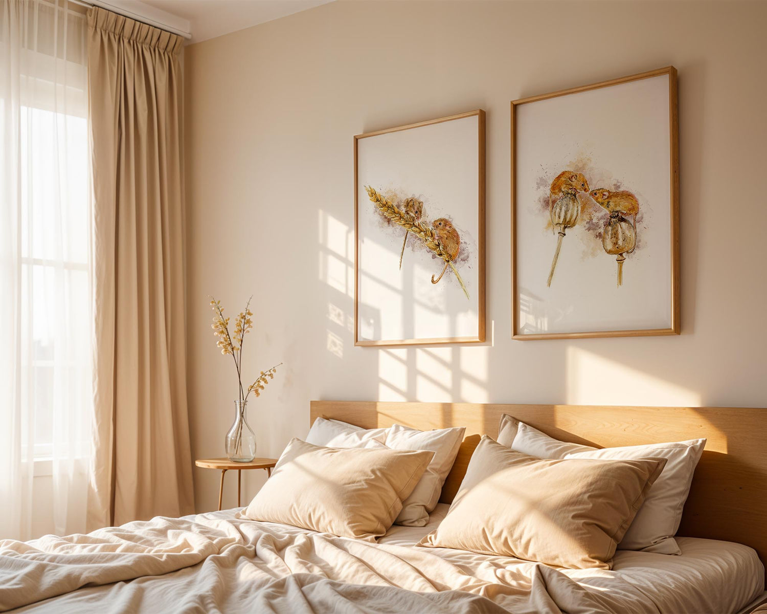 Country-inspired fieldmouse print, bringing rustic warmth and gentle colour to your home decor.