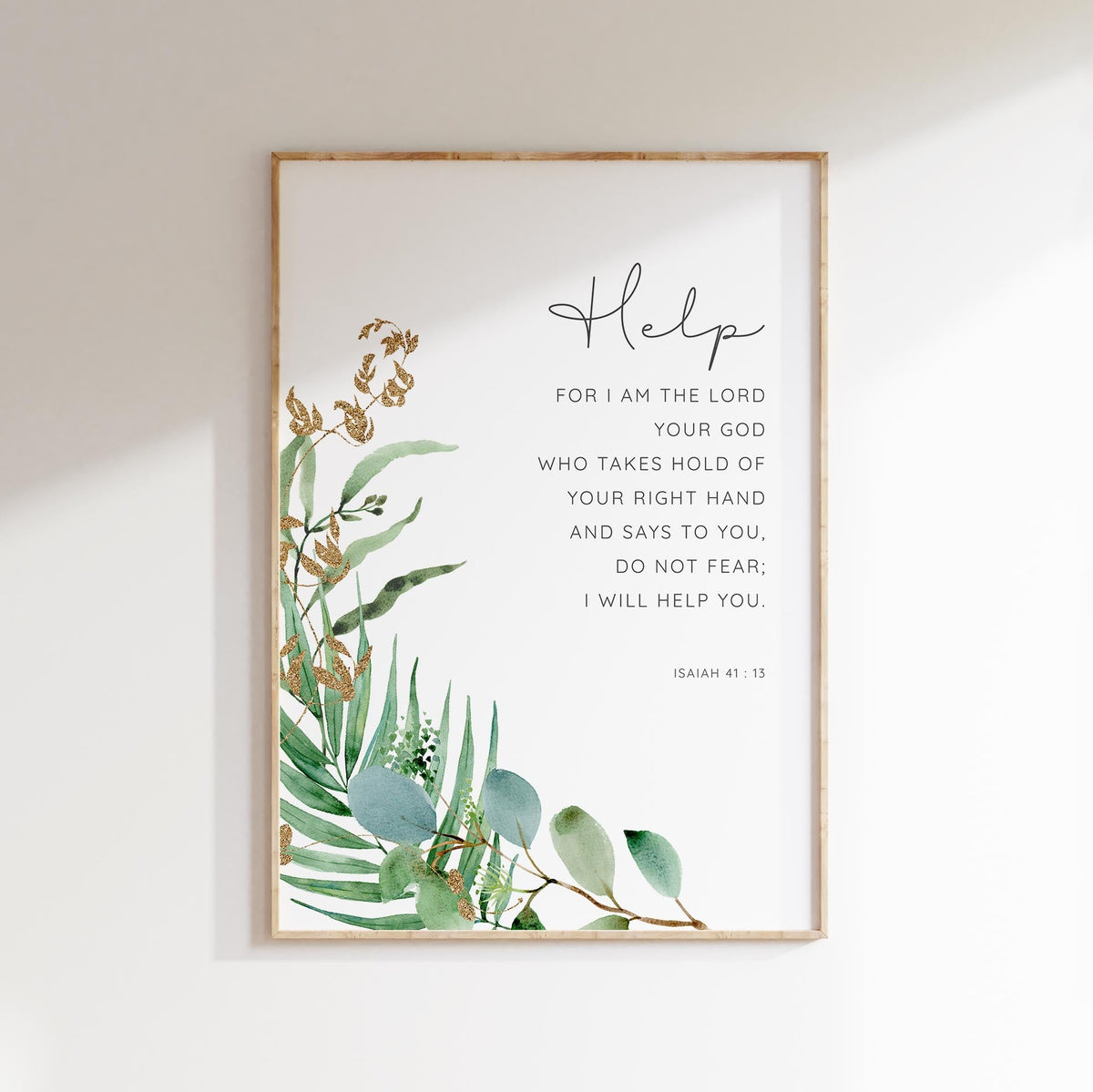Christian wall art featuring the Scripture "Do not fear; I will help you" with a soft floral design.
