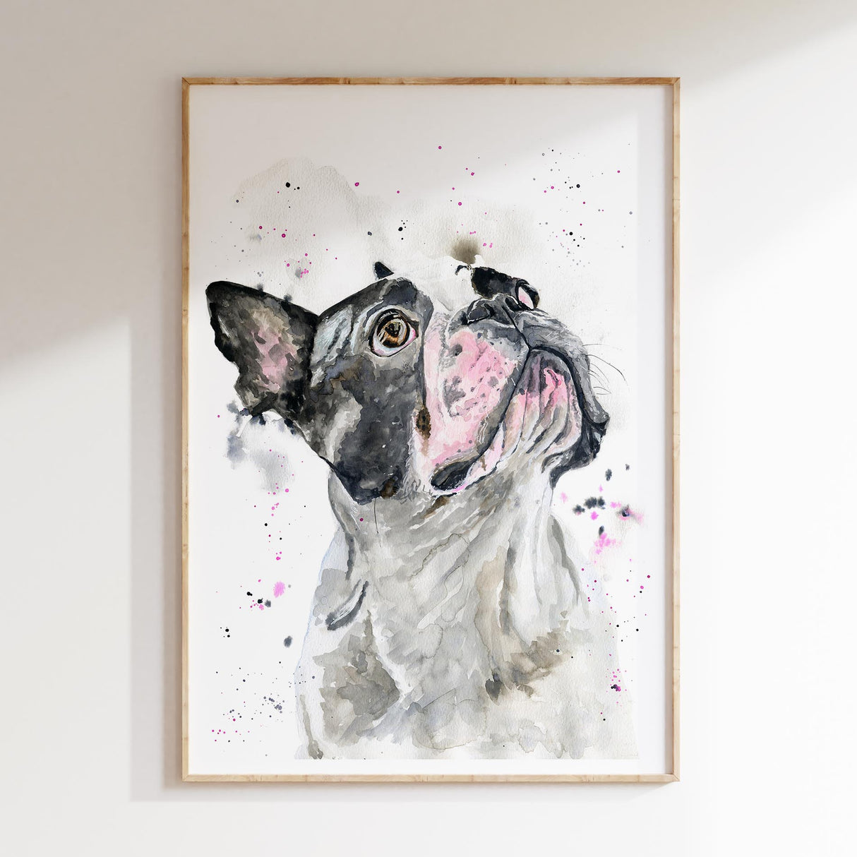 ‘Frenchie Flair’, Charming French Bulldog Wall Art Print, Adorable Puppy Portrait for Playful Home Decor, Cute Canine Gift for Dog Lovers