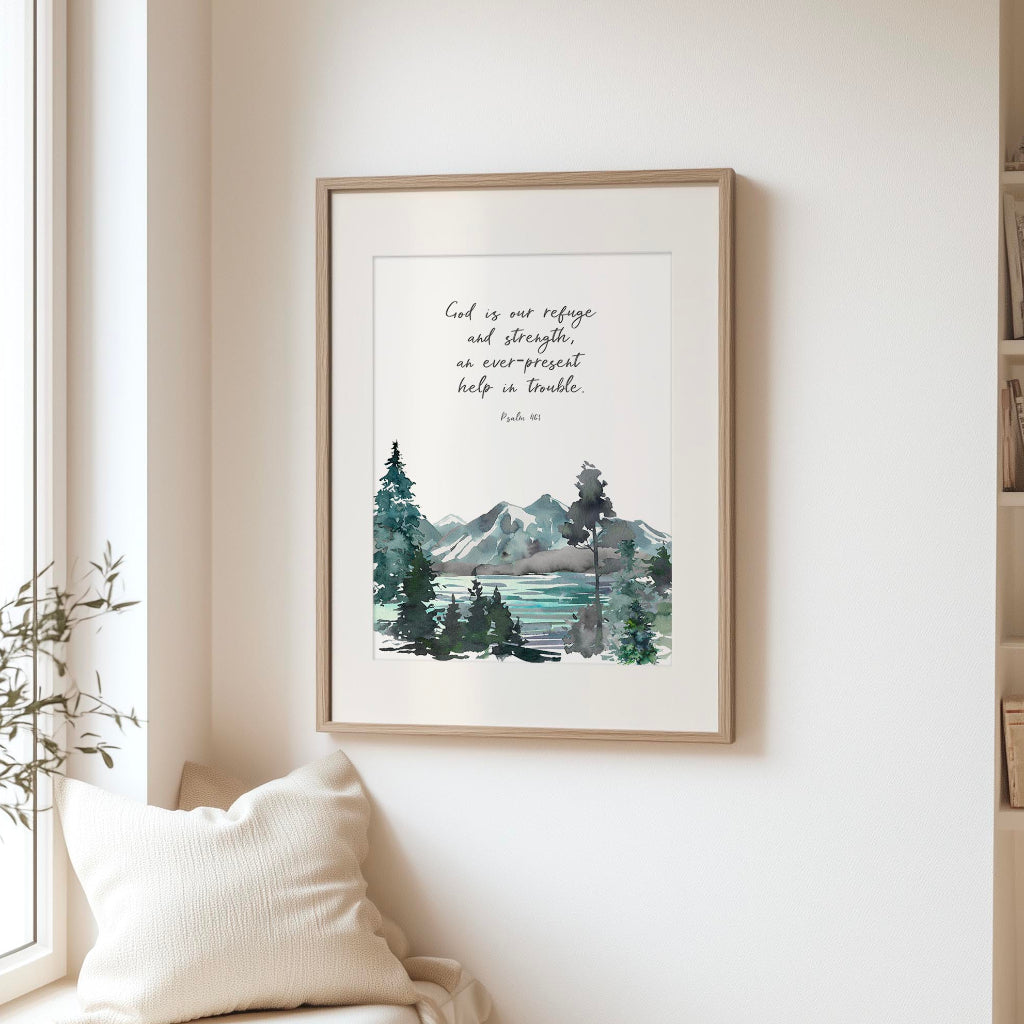 Comforting scripture wall art reminding of God’s ever-present help.