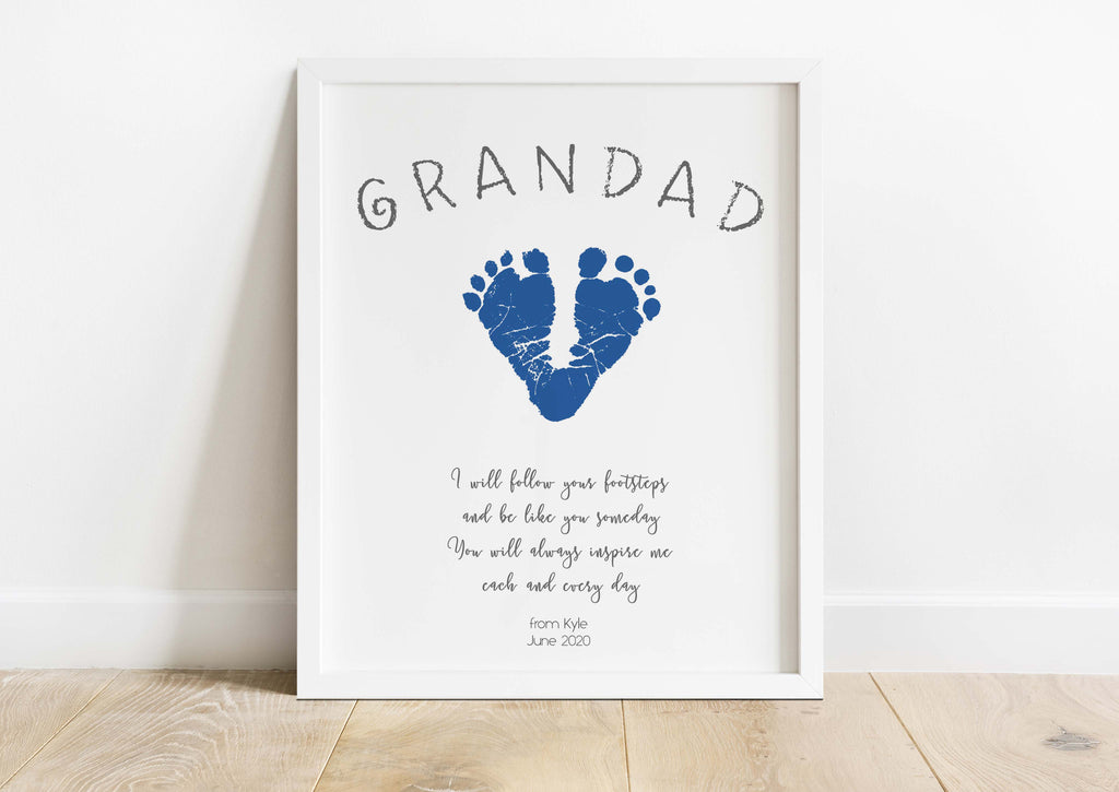 Personalized baby footprint print kit for Grandad for Father's Day, Custom baby footprint gift for grandad on Father's Day