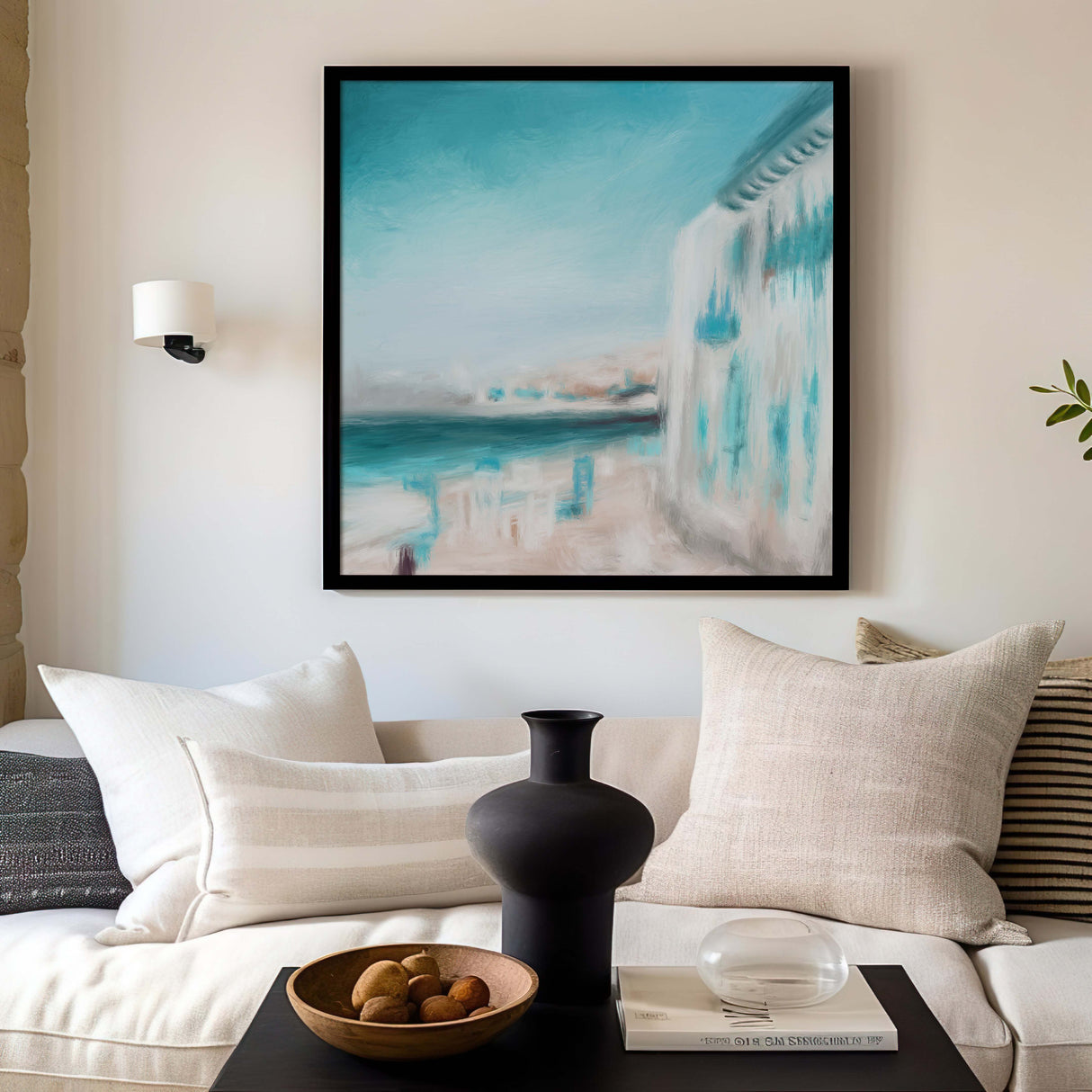 HarbourLight art print with calming sea-inspired shades of blue and beige
