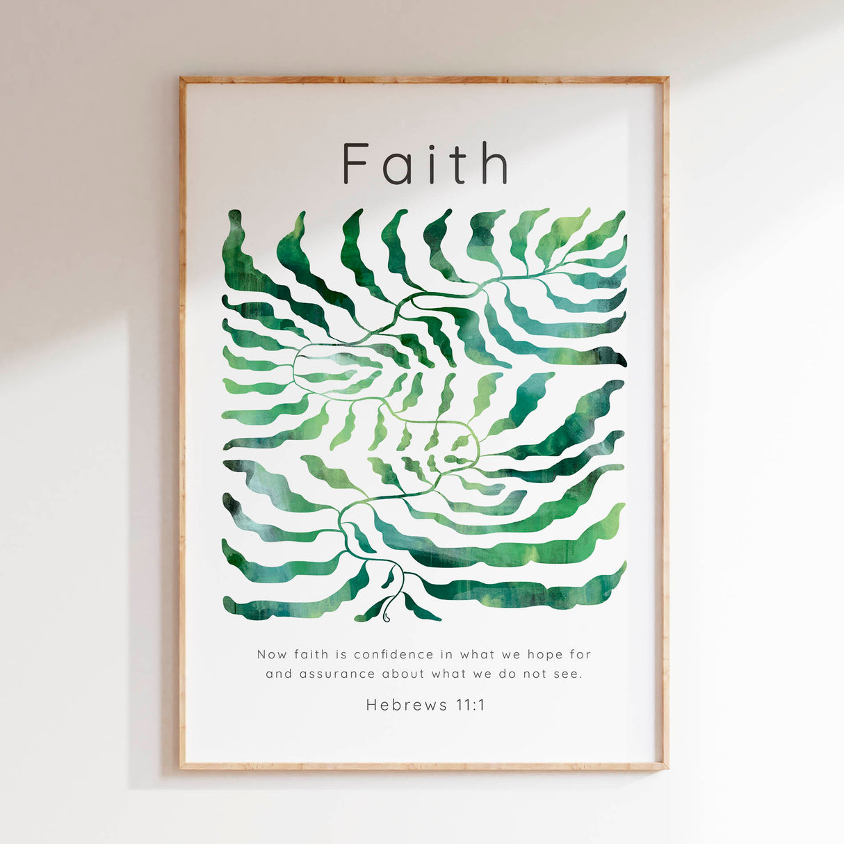 Hebrews 11:1 - Bible verse picture featuring organic botanical design in calming sage and green watercolour tones.