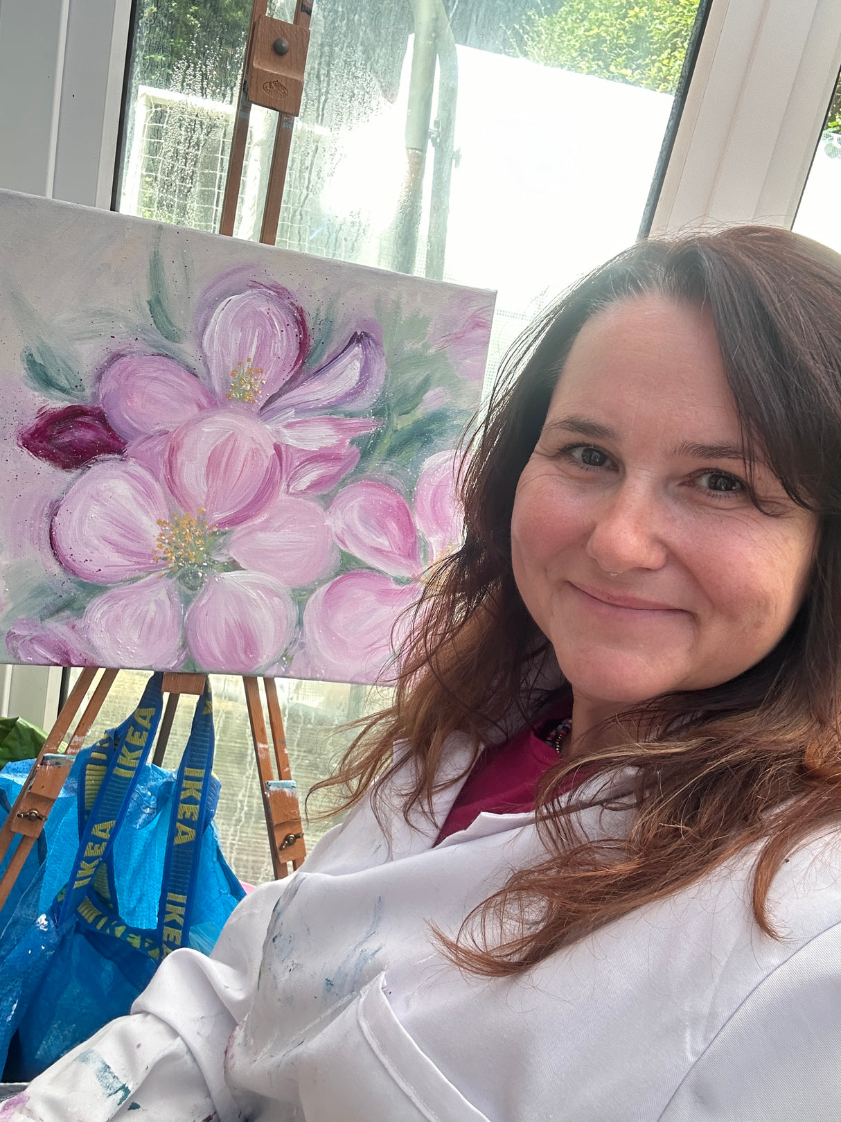 Hand painted acrylic painting of cherry blossoms, bringing a touch of spring into your home.