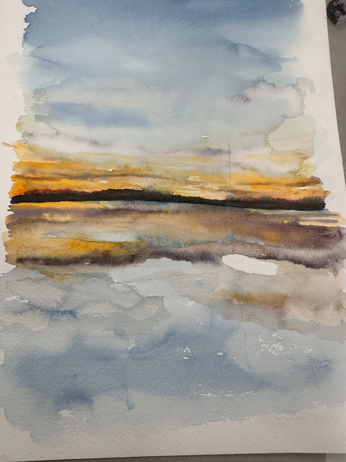 Nautical-themed artwork showing a beached yacht in front of Brownsea Island.