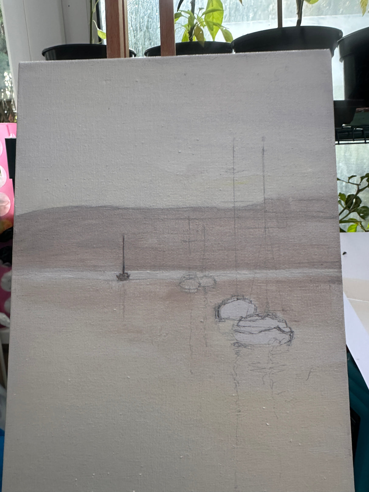 A warm-toned oil painting featuring yachts resting in a peaceful harbour.