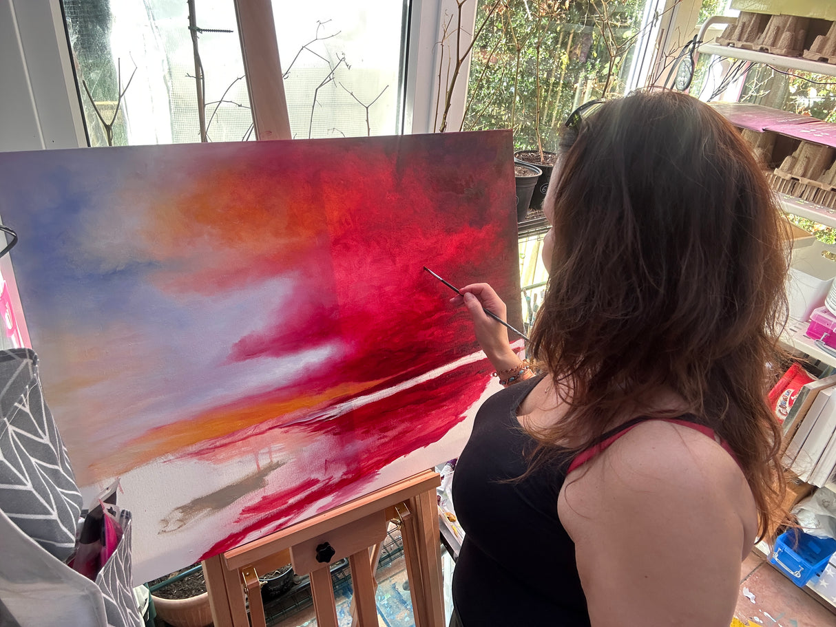 'Breaking Through' by Kate Shephard showing Poole Harbour under a moody coastal sky