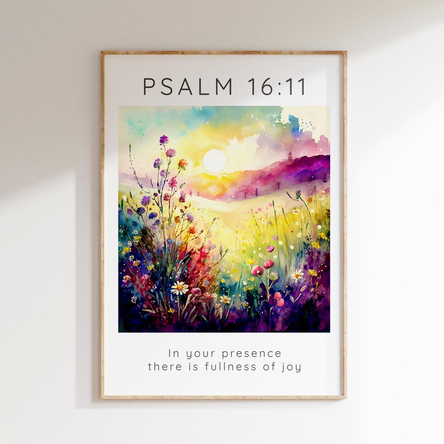 Psalm 16 11 Wall Art, In Your Presence There Is Fullness Of Joy Print, Psalm 16:11 joy-themed floral wall art, colorful Psalm 16:11