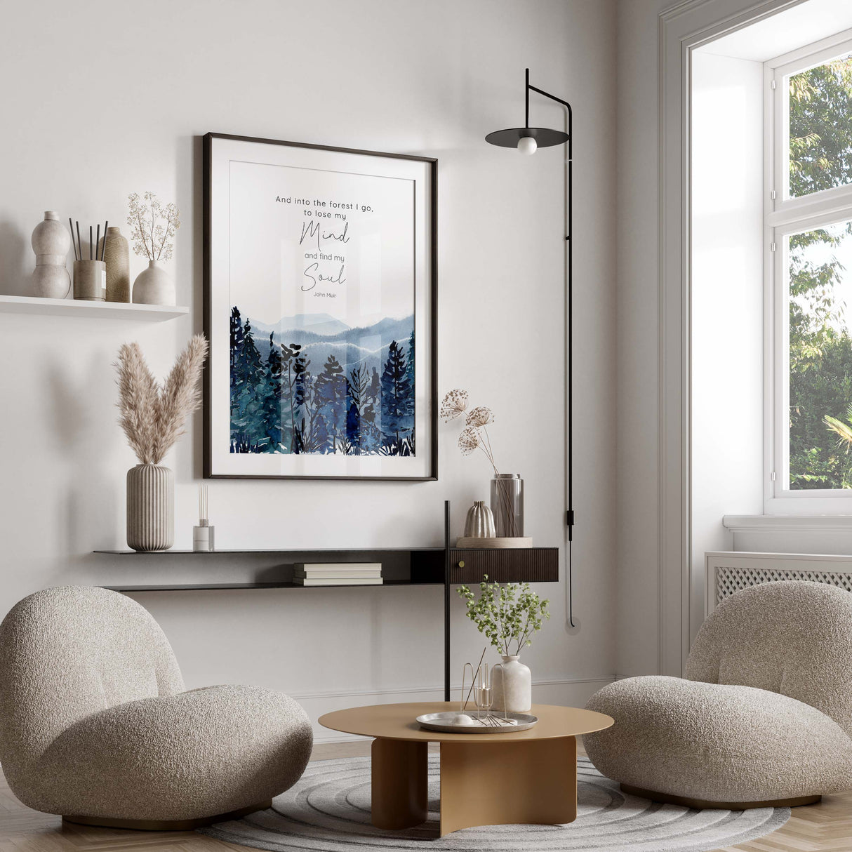 John Muir Trail quote watercolour print, nature lover gift, presents for nature lovers, wilderness print, john muir print