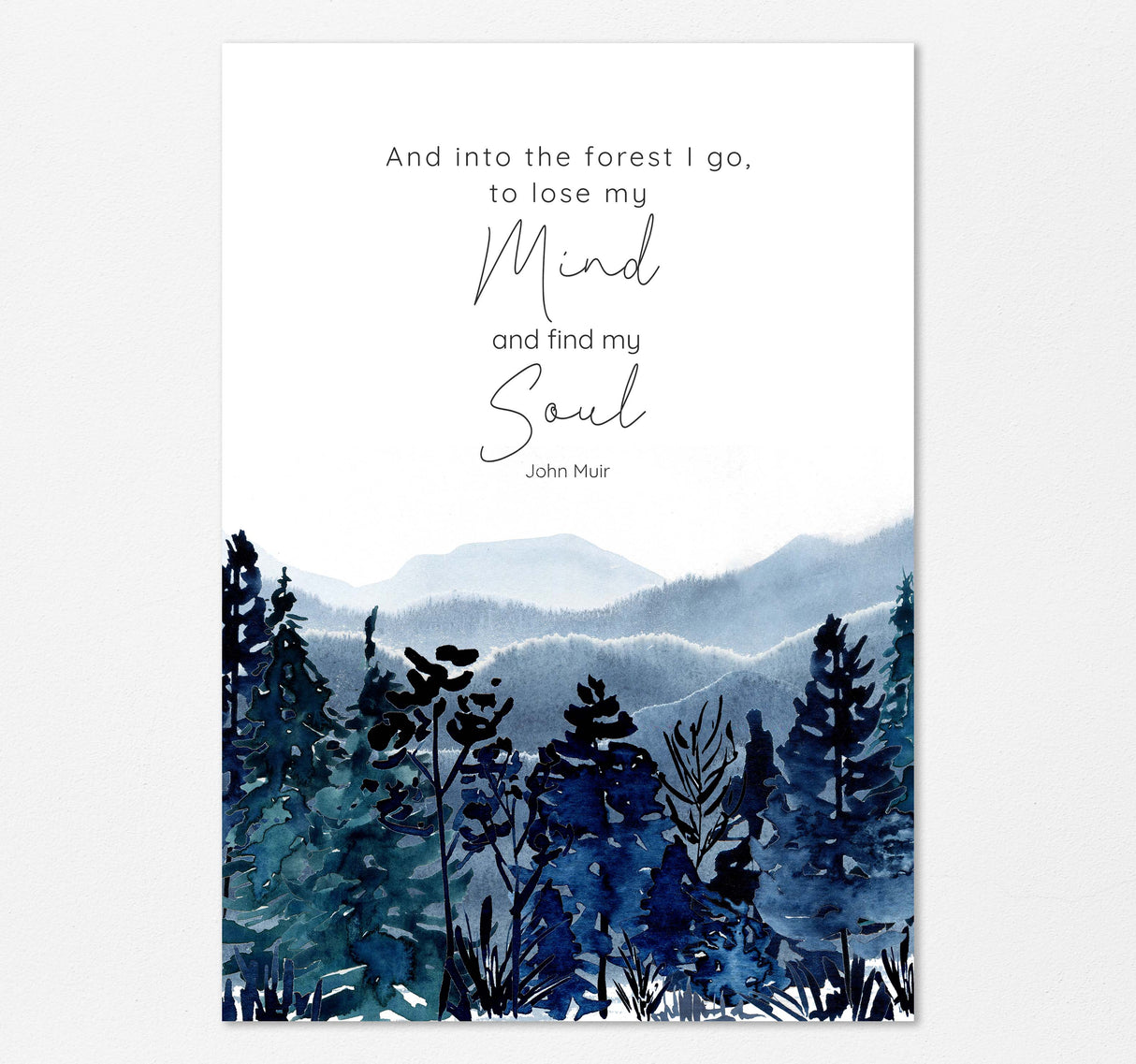 Inspirational wall art for nature enthusiasts, Serene landscape print with soul-searching quote, wanderlust quote print