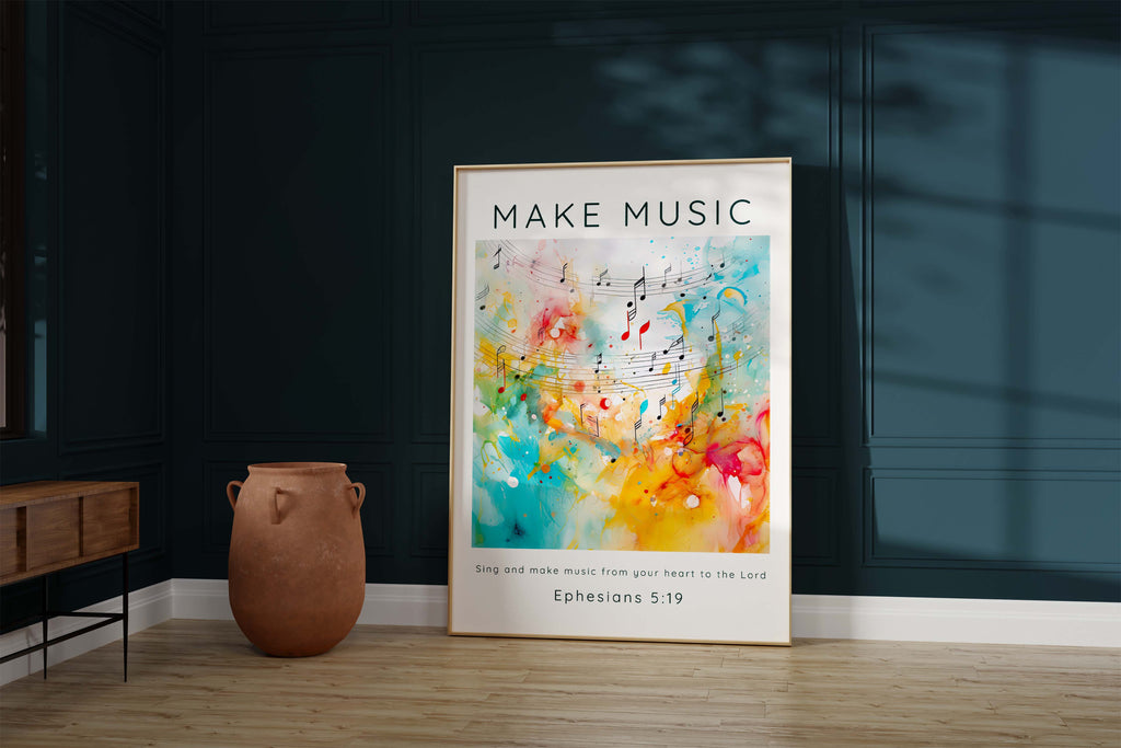 Sing and make music home decor inspired by Ephesians 5, Abstract music motif Christian print for the home, abstract Christian wall art