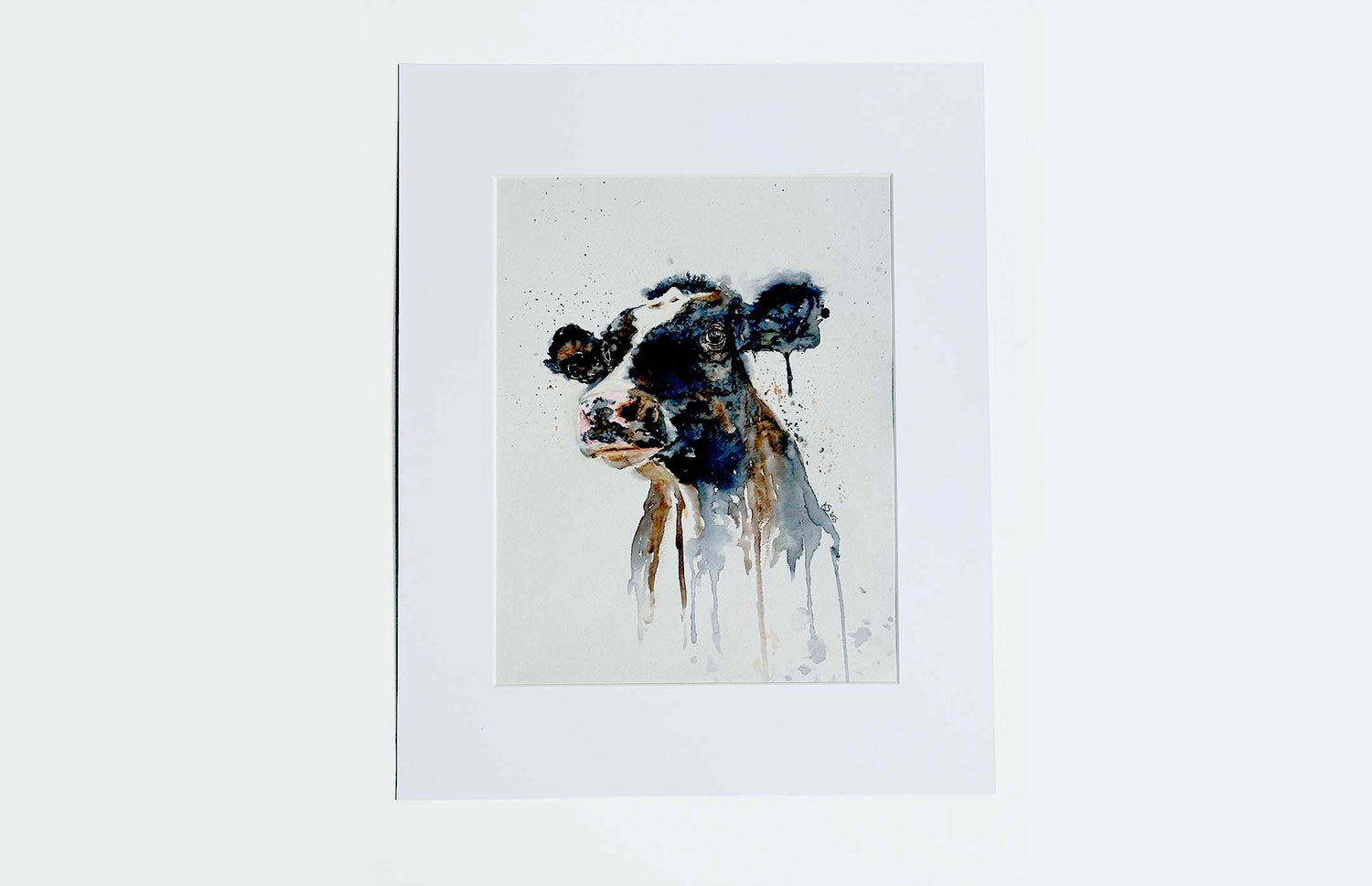 ‘Edwin’ Original Mounted Cow Watercolour Painting, Rustic Farmhouse Wall Art By Kate Shephard