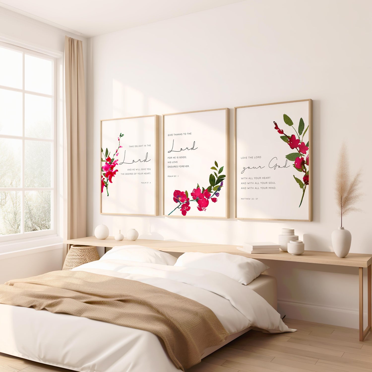 1 Peter 5 7 floral Bible verse art with pink orchids celebrating God’s enduring love and goodness.