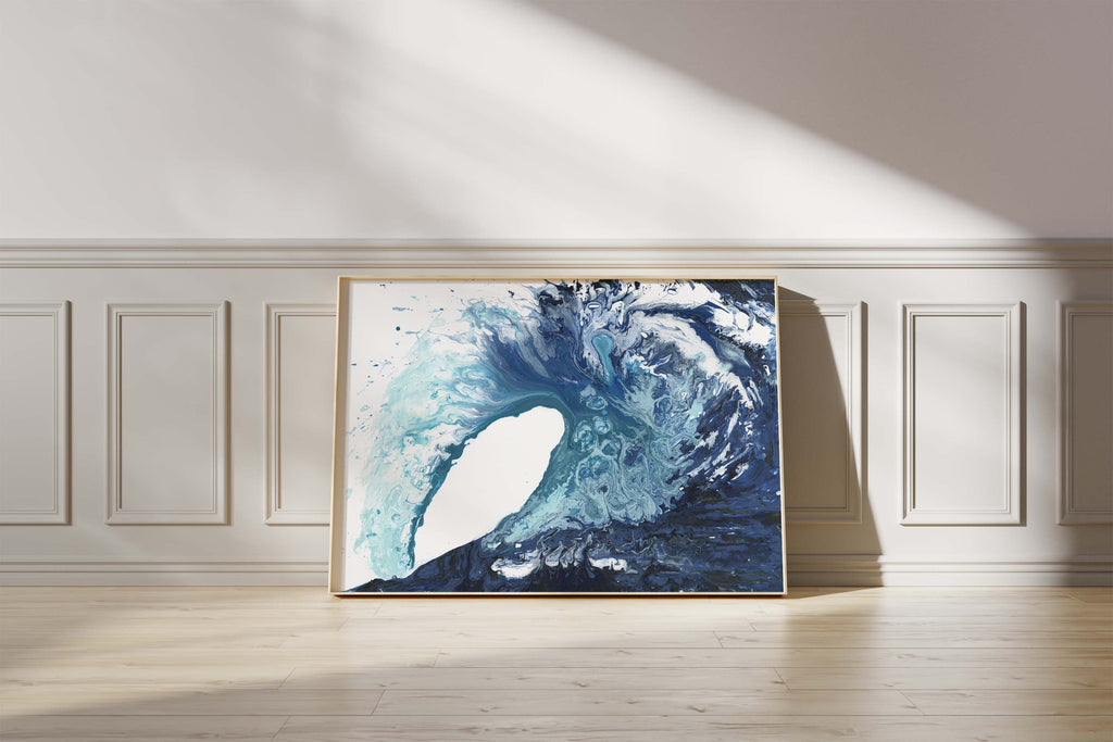 Contemporary Water Wave Wall Art, Tranquil Ocean Wave Abstract  Art, Abstract Sea Wave Wall Art for Beach House, Ocean Wave Print