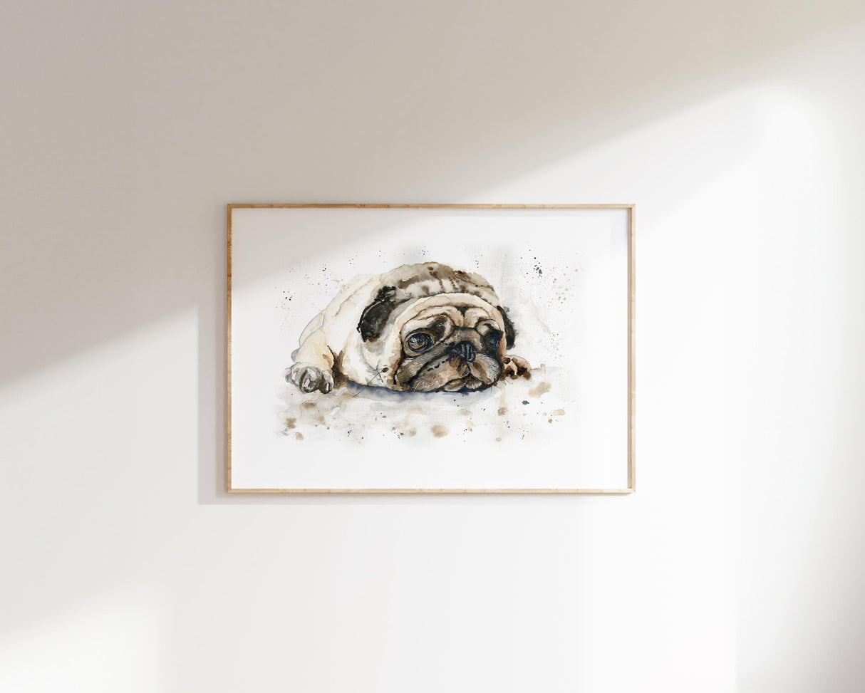 Contemporary pug wall art in natural earth tones