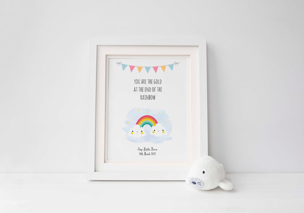 Customizable rainbow print for nursery decoration, Personalized baby room art with rainbow design, Baby's name rainbow nursery print