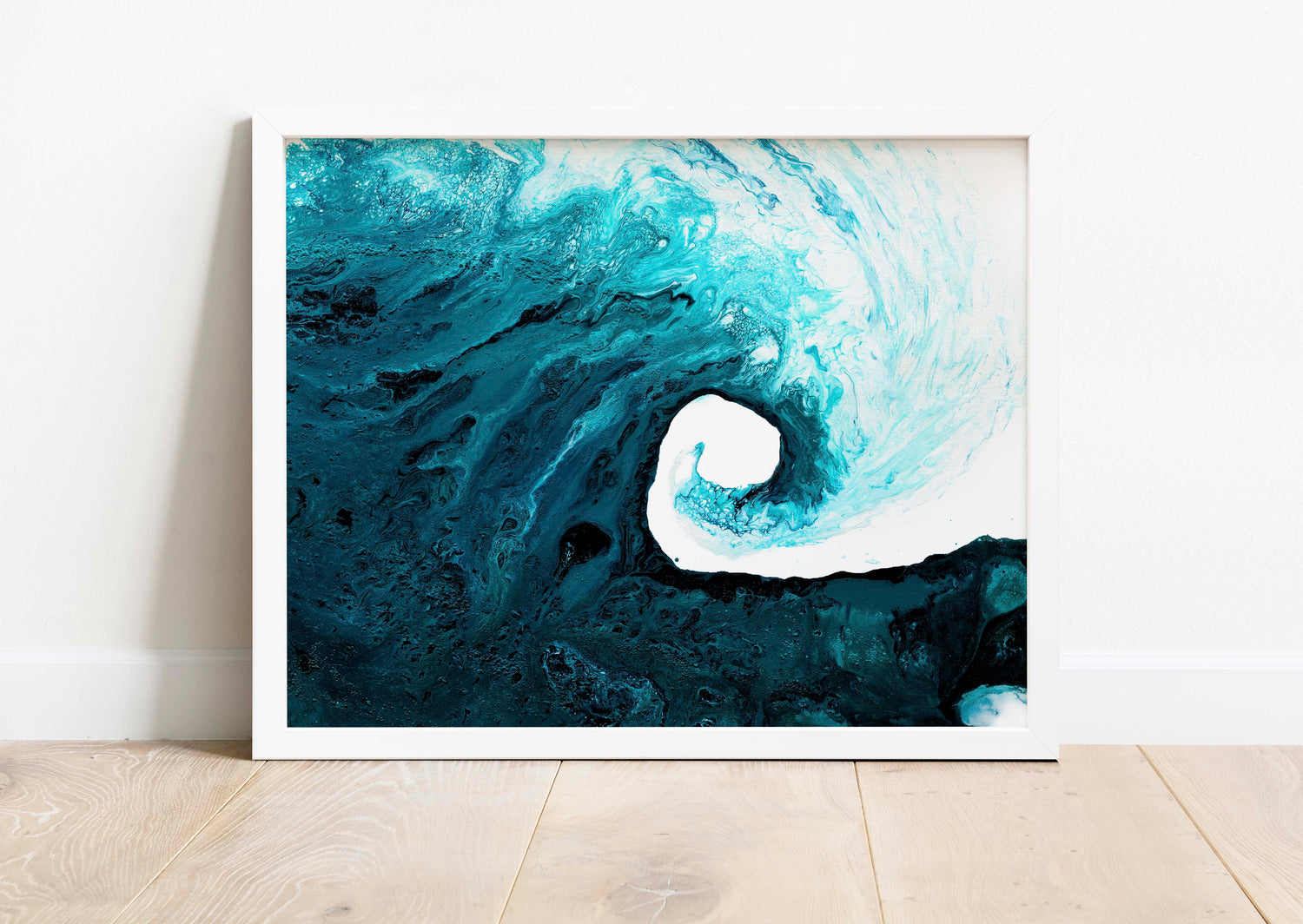 Coastal home decor art print with rolling waves.
