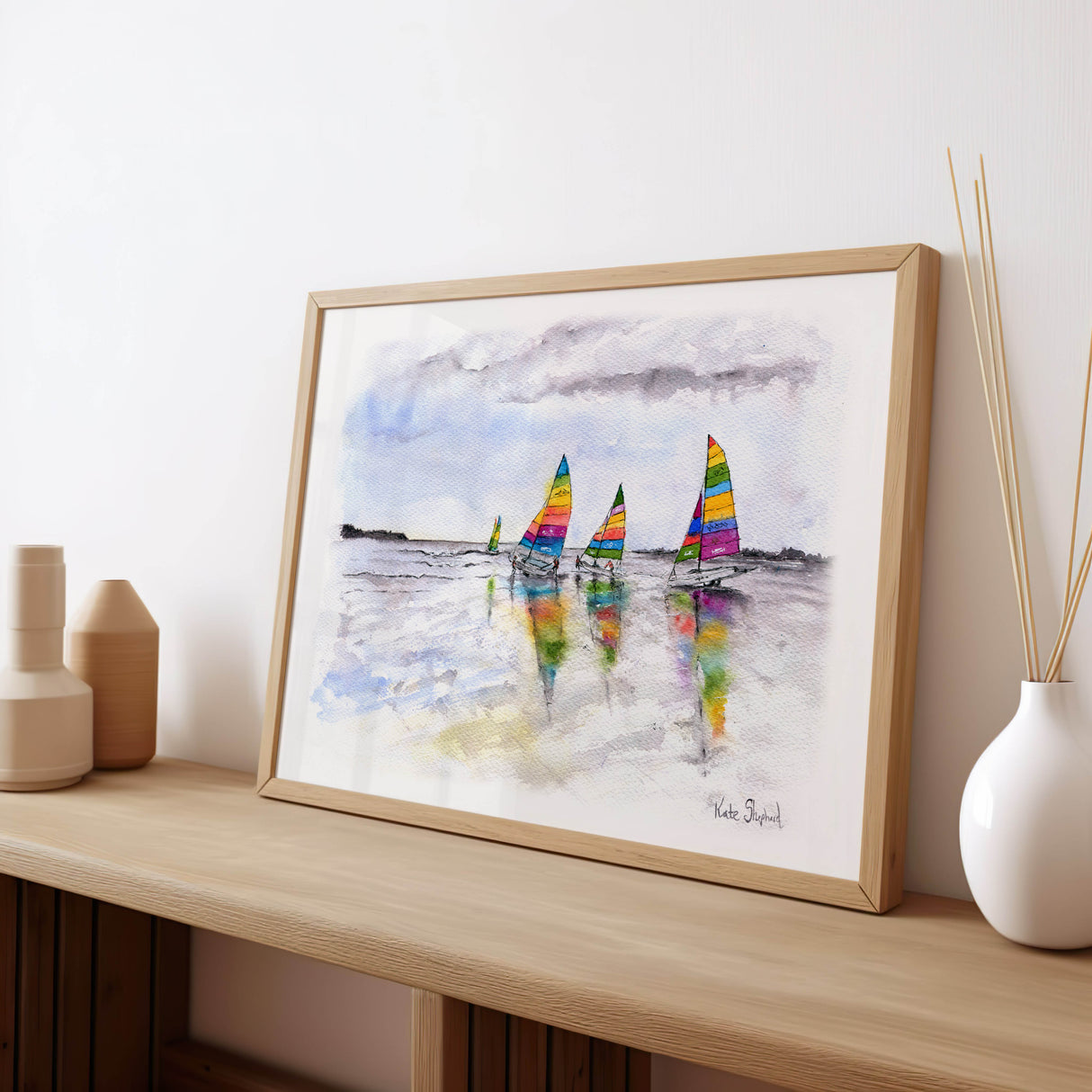 Marine-inspired decor featuring a watercolour seascape