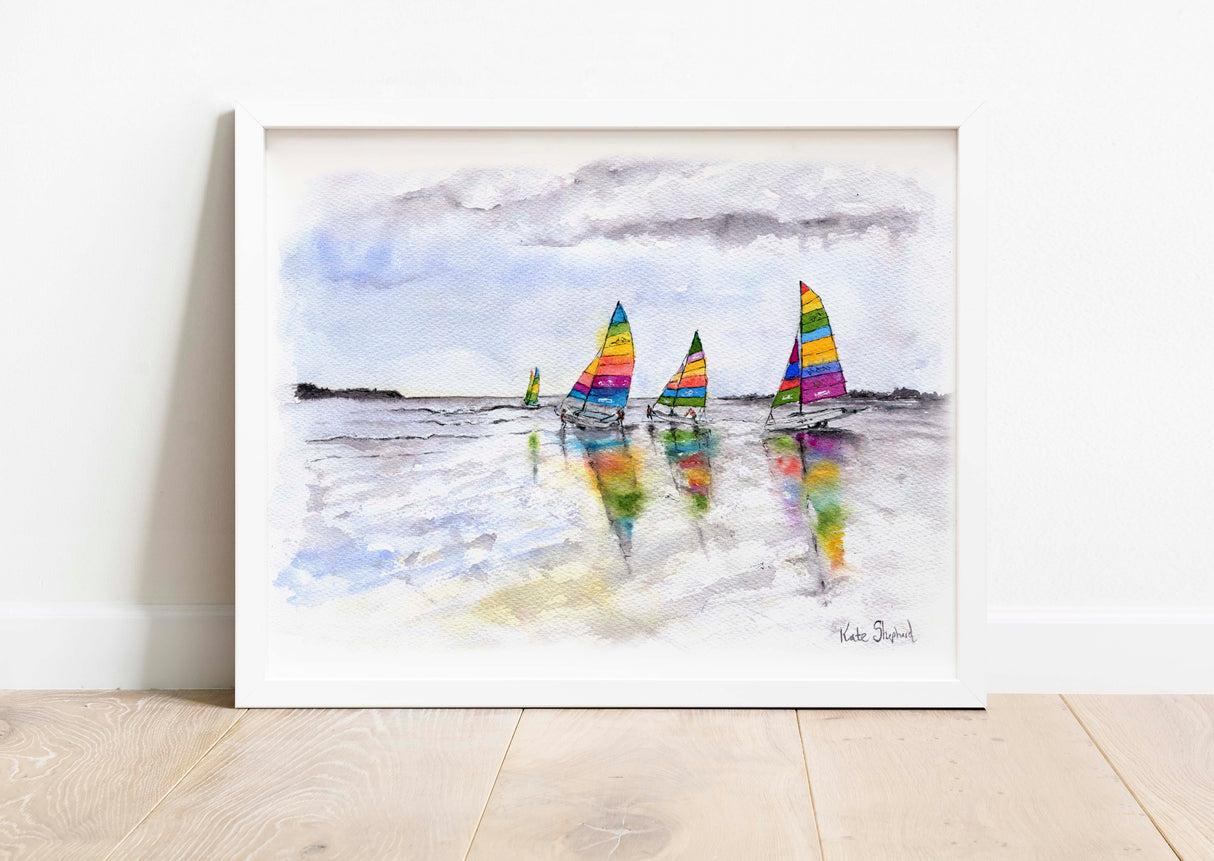Hand-painted sailing artwork reproduced as a print