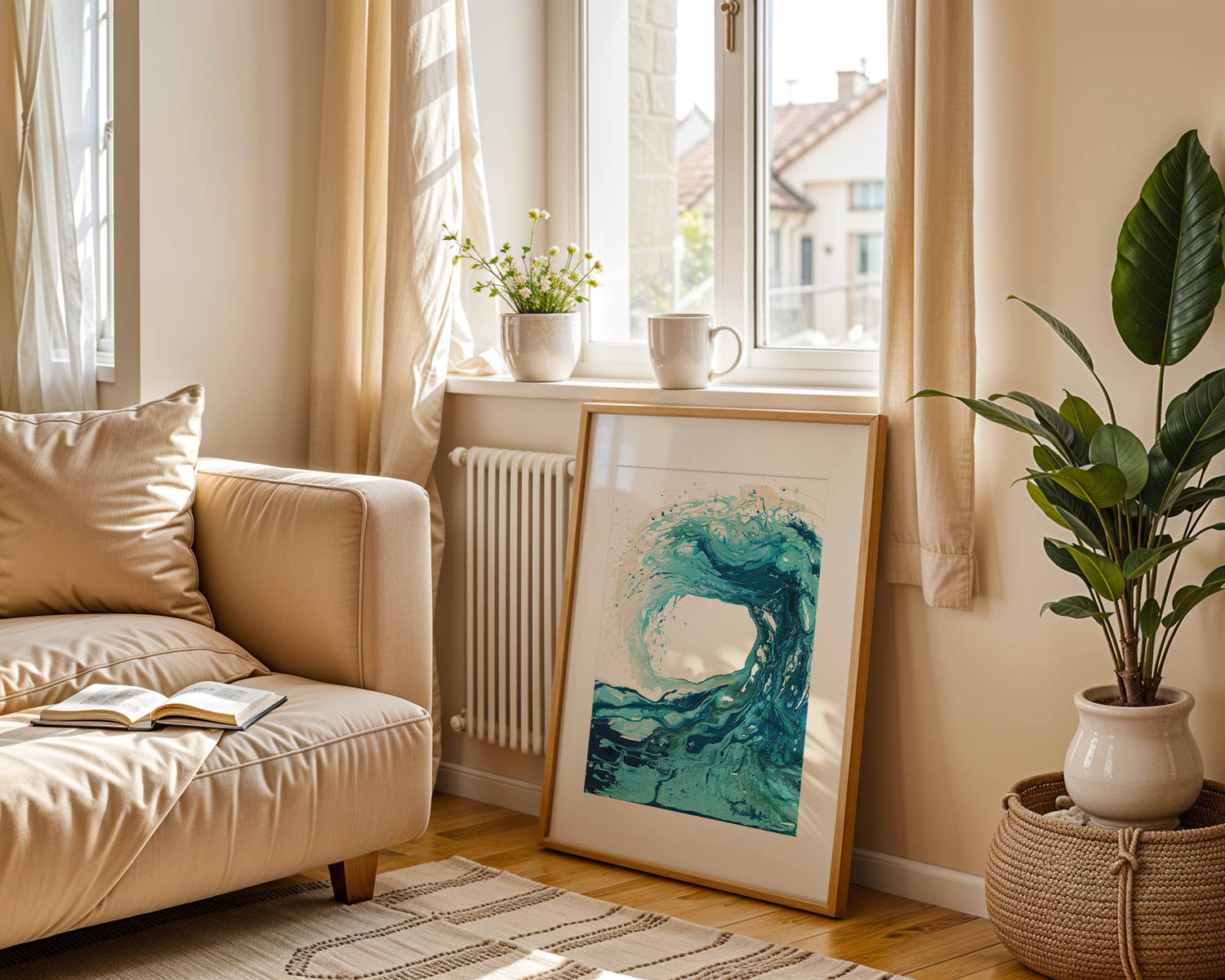 Abstract wave wall art print capturing the energy of the ocean.